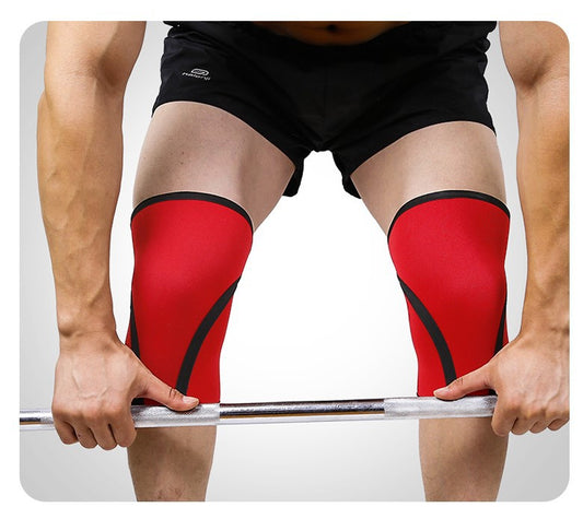 Knee sleeves worn for heavy squat support