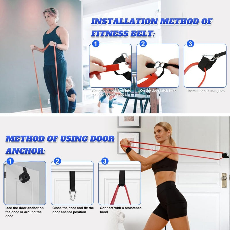 Resistance bands used for squats at home gym