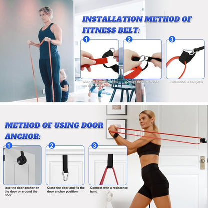 Resistance bands used for squats at home gym