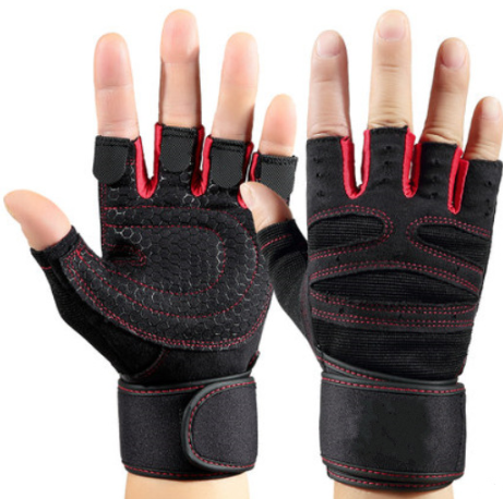 Weightlifting gloves worn in gym - non-slip grip