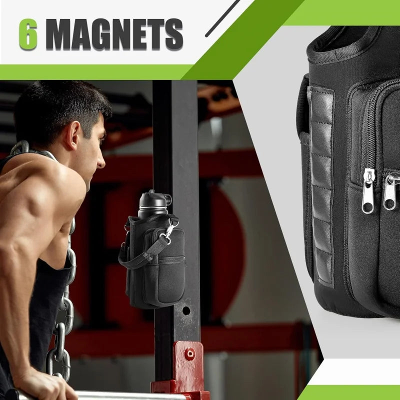 Gym water bottle holder with shoulder strap