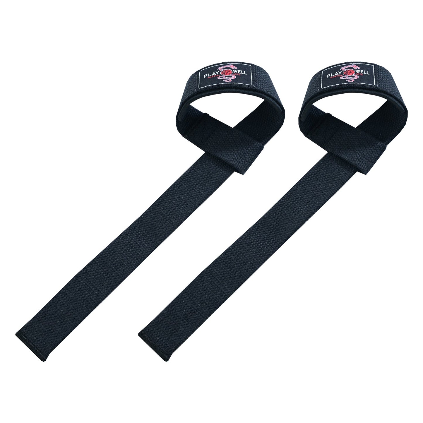 Lifting straps wrapped around barbell for deadlift