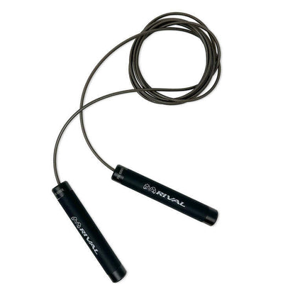 Steel cable jump rope in use for HIIT cardio training